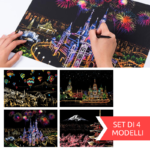 Set di 4 modelli per disegno da grattare