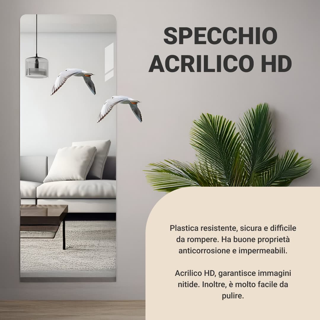 MirrorFlex™ specchio acrilico flessibile autoadesivo 120 x 40 cm - immagine 3