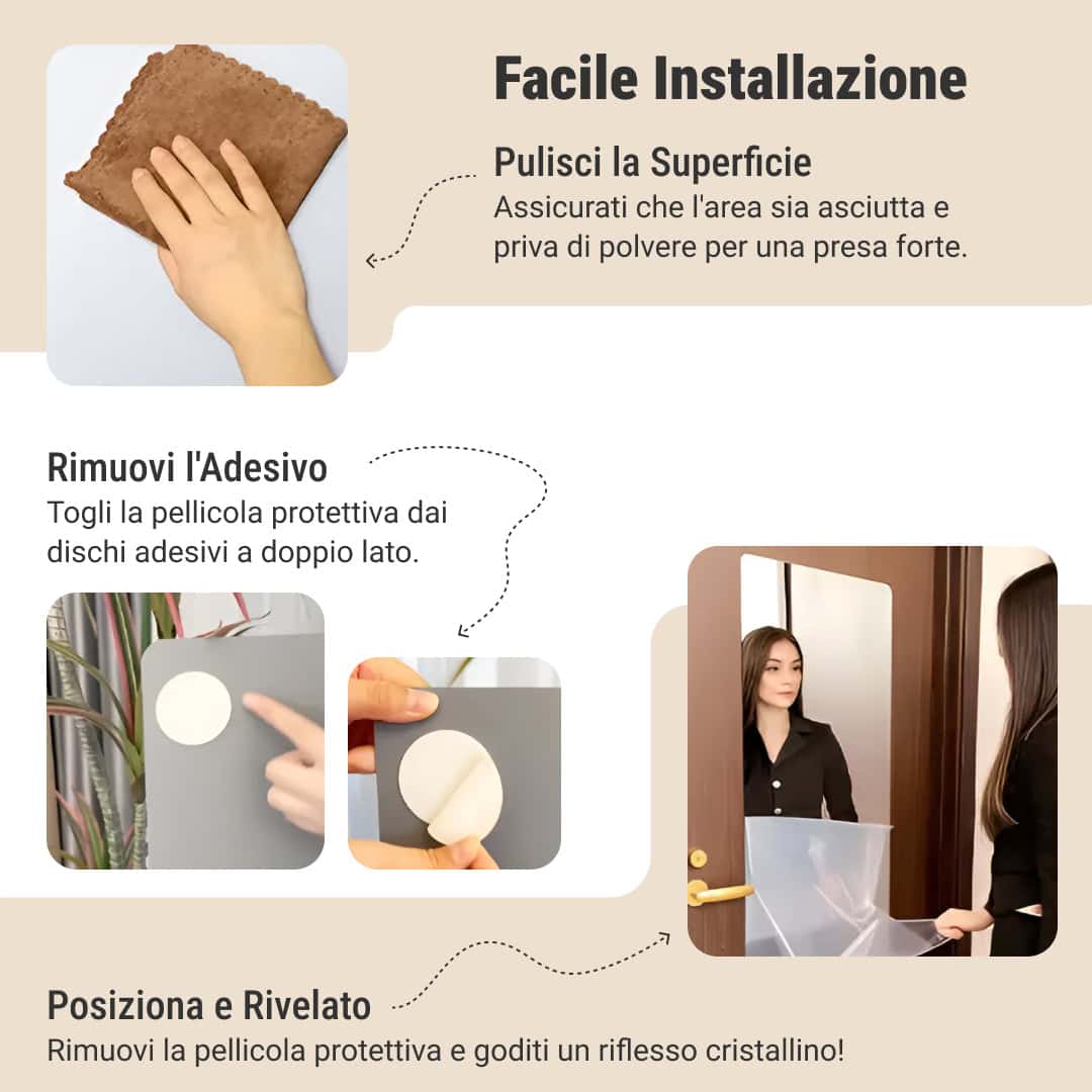 MirrorFlex™ specchio acrilico flessibile autoadesivo 120 x 40 cm - immagine 5