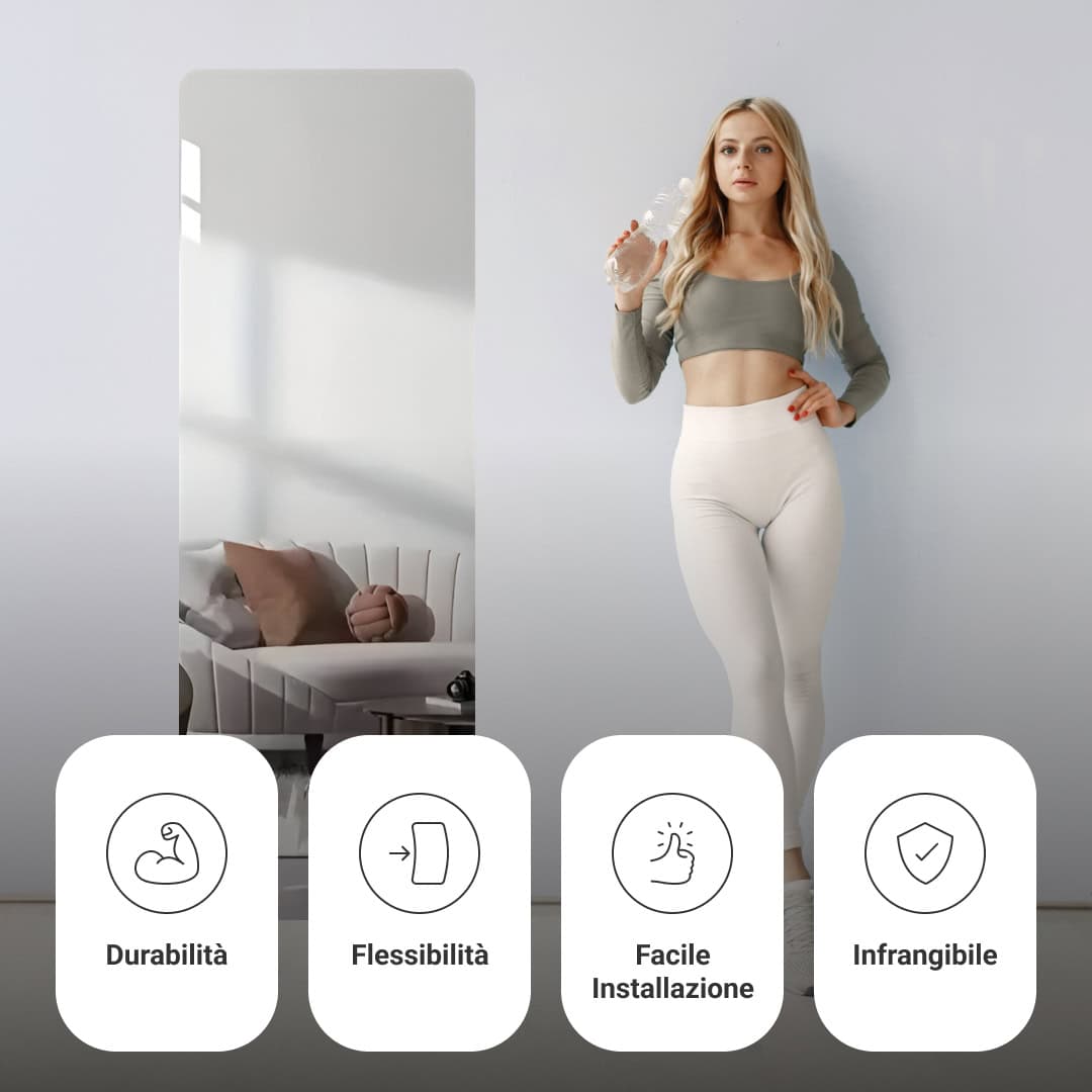 MirrorFlex™ specchio acrilico flessibile autoadesivo 120 x 40 cm - immagine 4